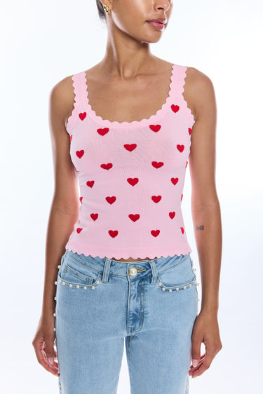 LOTTIE HEARTS INTARSIA STRAP TANK