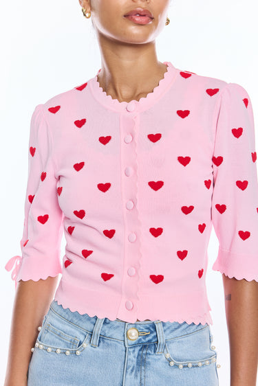 TESS HEARTS INTARSIA CARDIGAN