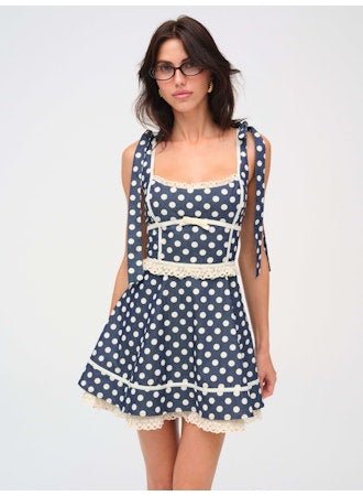 Dolly Denim Dot Mini Dress For Love & Lemons Cedar & Lily Clothier Dolly Denim Dot Mini Dress For Love & Lemons Cedar & Lily Clothier