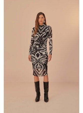 Pineapple Ikat Tulle Midi Dress - Cedar & Lily Clothier