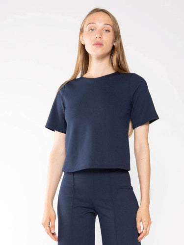 Ponte Knit Short Sleeve Top Extended - Cedar & Lily Clothier