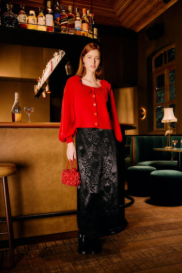 Red Heartful Knit Cardigan - Cedar & Lily Clothier
