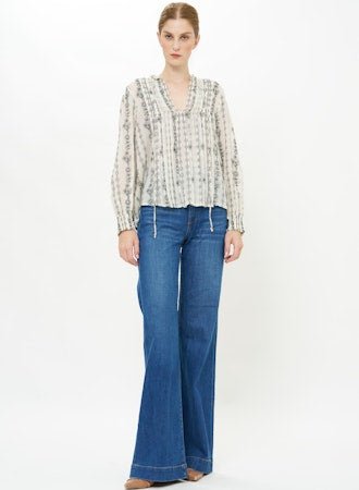 V - Neck Pintuck Blouse - Cedar & Lily Clothier