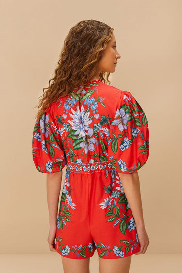 Sweet Bloom Bouquet Red Romper