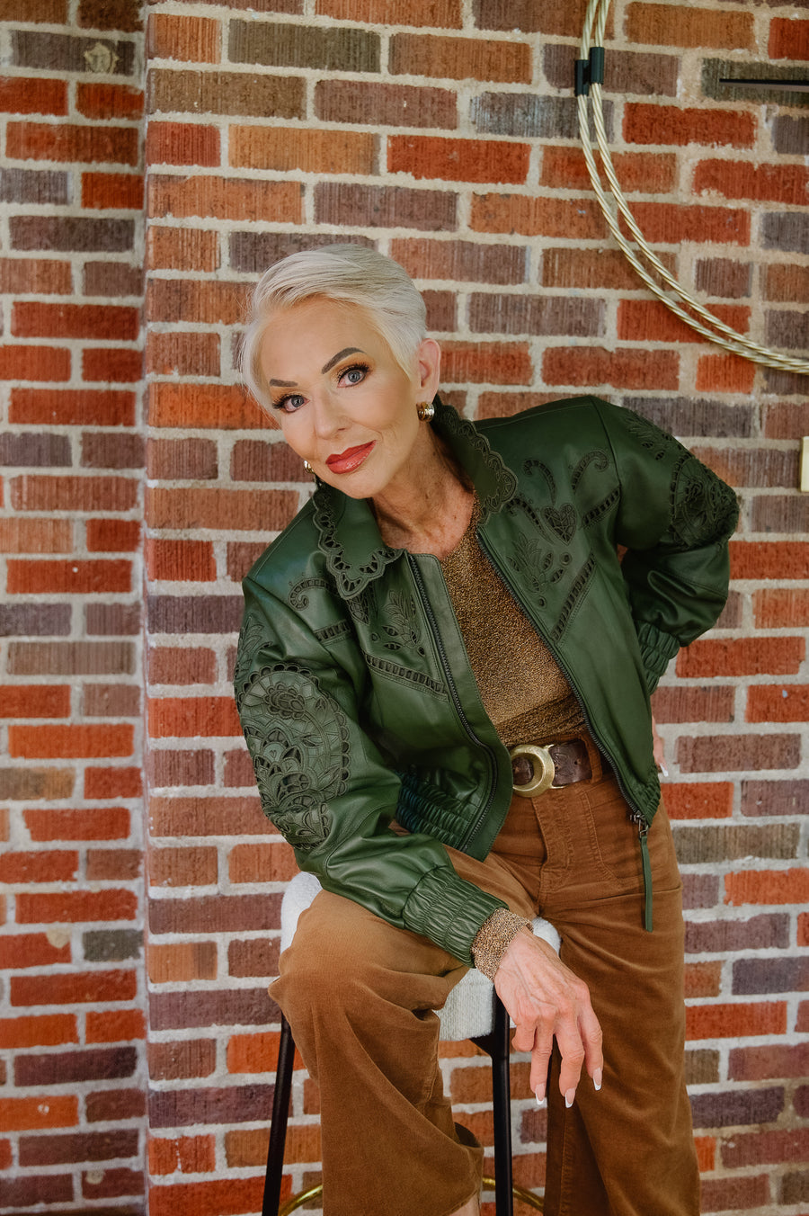 Green Richilieu Heart Leather Jacket
