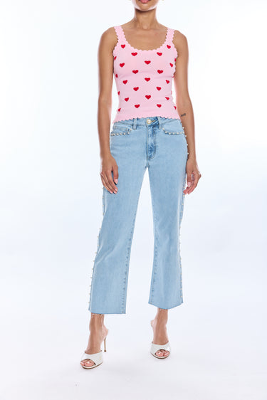 LOTTIE HEARTS INTARSIA STRAP TANK