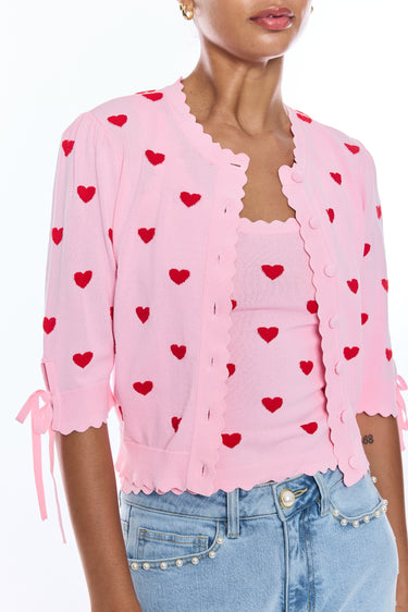 TESS HEARTS INTARSIA CARDIGAN