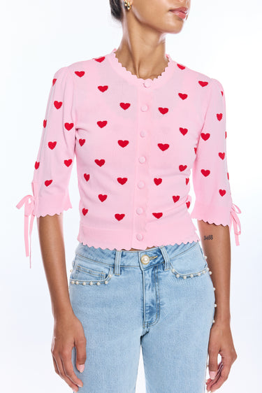 TESS HEARTS INTARSIA CARDIGAN