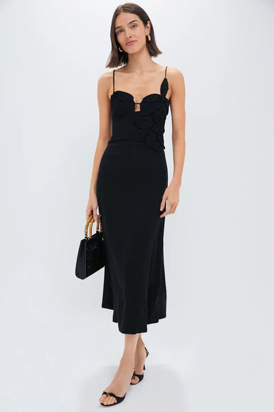 Black Flowered Bust Midi Dress Farm Rio Cedar & Lily Clothier