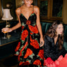 Latin Roses Black Flower Sleeveless Maxi Dress - Cedar & Lily Clothier