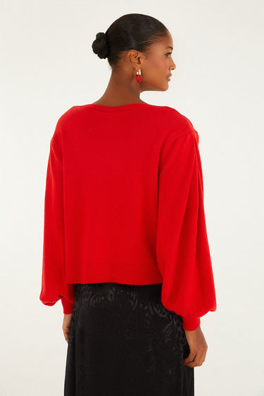 Red Heartful Knit Cardigan - Cedar & Lily Clothier